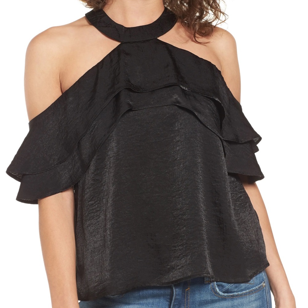Chloe and Katie Cold Shoulder Ruffle Top